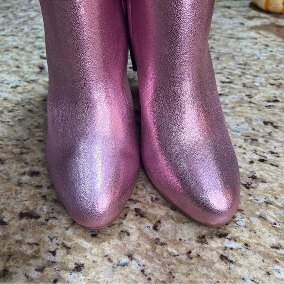 Brian Atwood x Express Bubble Metallic Over The Knee Heeled Boots 9 - Picture 11 of 16